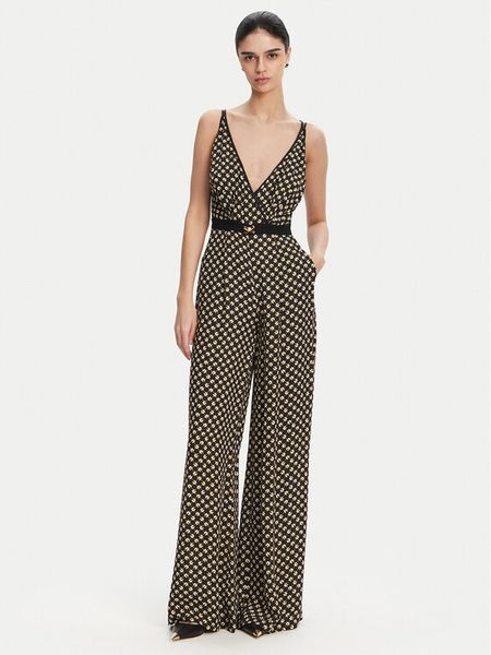 Elisabetta Franchi Kombinezon TU-035-51E2 Czarny Regular Fit. Czarne sukienki damskie Elisabetta Franchi, bez wzorów, z wiskozy, bez kołnierzyka, bez ramiączek. Za 1,569.00 zł.