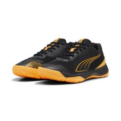 Halowe buty sportowe Solarstrike III PUMA Black Sun Stream White Orange. Białe buty sportowe męskie Puma, bez wzorów, bez zapięcia, do piłki ręcznej. Za 299.99 zł.