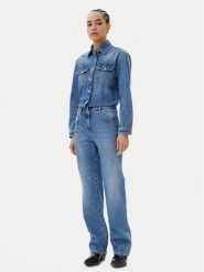 PINKO Kombinezon Tsavo Tuta 104897 Niebieski Regular Fit. Niebieskie sukienki damskie Pinko, bez wzorów, z bawełny, bez kołnierzyka, bez ramiączek. Za 899.99 zł.