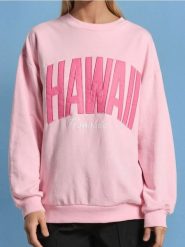 Bluza z napisem - różowy. Czerwone bluzy damskie Sinsay, l, bez wzorów, bez ramiączek, bez kaptura. Za 39.99 zł.