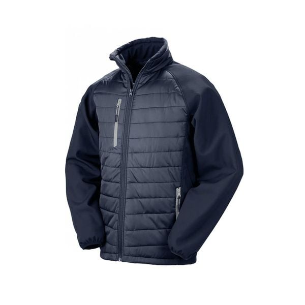 Kurtka puchowa z recyklingu Result Softshell Black Compass Softshell. Niebieskie kurtki męskie RESULT, m, bez wzorów, z materiału, bez kaptura. Za 243.00 zł.