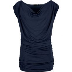 Top bonprix ciemnoniebieski. Niebieskie topy damskie bonprix, bez wzorów, bez kołnierzyka, bez ramiączek. Za 49.99 zł.