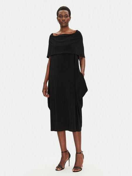 Joseph Ribkoff Sukienka dzianinowa 251205 Czarny Regular Fit. Czarne sukienki damskie Joseph Ribkoff, bez wzorów, z dzianiny, bez kołnierzyka, bez ramiączek. Za 589.99 zł.