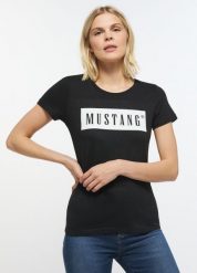 MUSTANG ALINA C LOGO TEE DAMSKI T-SHIRT KOSZULKA LOGO BLACK 1013220 4142, XS. Czarne t-shirty damskie Mustang, uniwersalny, bez wzorów, z bawełny, bez kołnierzyka, bez ramiączek. Za 79.99 zł.