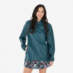 Second Life - Kurtka turystyczna damska Quechua Raincut... - Stan Doskonały. Niebieskie kurtki sportowe damskie QUECHUA, l, bez wzorów, z materiału, bez ramiączek, z kapturem, trekkingowe. Za 41.99 zł.