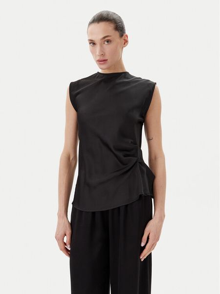 Eleh Bluzka ESS250180 Czarny Regular Fit. Czarne bluzki damskie Eleh, l, bez wzorów, z syntetyku, bez kołnierzyka, bez ramiączek. Za 169.99 zł.