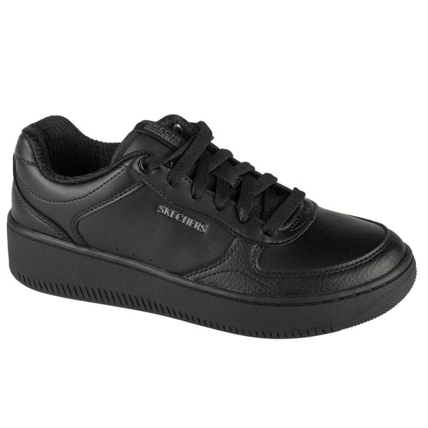 Buty sportowe do chodzenia damskie, Sport Court 2.0 - Core Essential. Czarne obuwie sportowe damskie Skechers, bez wzorów, bez zapięcia, trekkingowe, Skechers Sport. Za 219.99 zł.