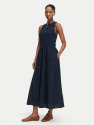 Tommy Hilfiger Sukienka letnia Gold Btn WW0WW49628 Granatowy A-Line Fit. Niebieskie sukienki damskie Tommy Hilfiger, na lato, s, bez wzorów, z bawełny, bez kołnierzyka, bez ramiączek. Za 649.99 zł.