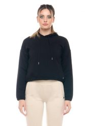 Bluza z kaptur na co dzień na siłownię. Czarne bluzy damskie LEONE 1947 APPAREL, m, bez wzorów, bez ramiączek, z kapturem. Za 147.31 zł.
