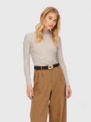 ONLY Bluzka Emma 15180040 Beżowy Slim Fit. Brązowe bluzki damskie ONLY, xs, bez wzorów, z syntetyku, bez kołnierzyka, bez ramiączek. Za 79.99 zł.