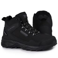 Buty męskie trekkingowe ocieplane Softshell DK Sauron. Czarne trekkingi męskie DK, na zimę, z softshellu, bez zapięcia. W wyprzedaży za 169.00 zł.
