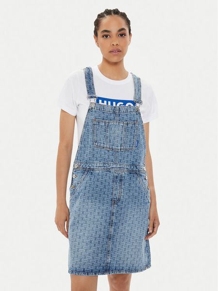 Hugo Sukienka jeansowa Garli_B 50513727 Niebieski Regular Fit. Niebieskie sukienki damskie Hugo, s, bez wzorów, z bawełny, bez kołnierzyka, bez ramiączek. Za 419.99 zł.