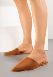 Brązowe Klapki Typu Mule Arivelo. Brązowe klapki damskie Renee, na lato, bez wzorów, z jeansu, eleganckie, bez obcasa, na płaskiej podeszwie, bez zapięcia. Za 69.99 zł.