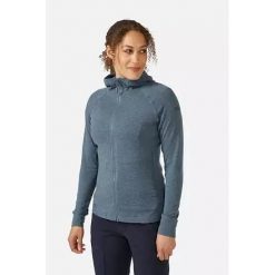 Bluza trekkingowa damska Rab Nexus Hoody. Niebieskie bluzy damskie RAB, l, bez wzorów, bez ramiączek, bez kaptura. Za 379.99 zł.