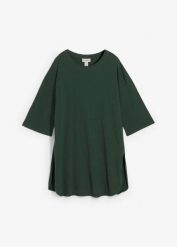 Długa koszulka oversize z czystej bawełny organicznej. Zielone bluzki damskie bonprix, bez wzorów, z bawełny, bez kołnierzyka, bez ramiączek. Za 62.99 zł.