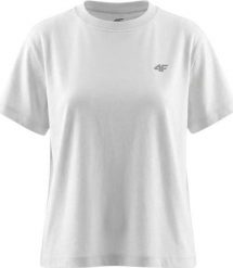 4f Koszulka damska 4F F3310 biała 4FWMM00TTSHF3310 10S M. Białe bluzki damskie 4F, m, bez wzorów, bez kołnierzyka, bez ramiączek. Za 49.98 zł.