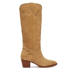 Kozaki LAUREN RALPH LAUREN. Brązowe kozaki damskie Lauren Ralph Lauren, bez wzorów, bez obcasa, na słupku, bez zapięcia. Za 1,499.00 zł.