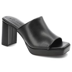 Czarne Klapki Marco Tozzi Eleganckie Buty Na Obcasie. Czarne klapki damskie Marco Tozzi, na lato, bez wzorów, ze skóry ekologicznej, eleganckie, bez obcasa, na obcasie, bez zapięcia. Za 199.00 zł.
