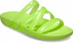 Klapki Dla Dorosłych Crocs Splash Glossy Strappy. Zielone klapki męskie Crocs, bez wzorów, z materiału, bez zapięcia. Za 119.99 zł.