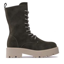 Trzewiki Jenny Fairy. Zielone botki damskie Jenny Fairy, bez wzorów, bez obcasa, na płaskiej podeszwie, bez zapięcia. Za 139.99 zł.