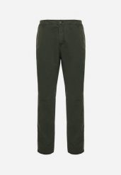 Ciemnozielone Bawełniane Spodnie Regular z Kieszeniami Anrodea. Zielone eleganckie spodnie męskie Born2be, bez wzorów, z bawełny, z podwyższonym stanem. Za 34.99 zł.