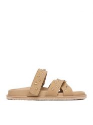 DeeZee Klapki CEO-LB-P2132 Beżowy. Brązowe klapki damskie DeeZee, bez wzorów, ze skóry, bez obcasa, bez zapięcia. Za 129.99 zł.