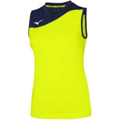 Koszulka damska Mizuno Authentic Myou. Niebieskie bluzki damskie Mizuno, bez wzorów, sportowe, bez kołnierzyka, bez ramiączek. Za 133.50 zł.
