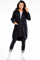 Długa bluza damska z kapturem i kieszeniami czarna. Czarne bluzy damskie Infinite You, l, bez wzorów, z bawełny, bez ramiączek, z kapturem. Za 299.00 zł.