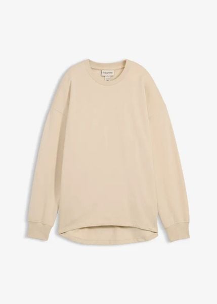 Bluza oversize. Brązowe bluzy damskie bonprix, bez wzorów, bez ramiączek, bez kaptura. Za 79.99 zł.