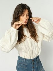 MOS MOSH Bluza - MMAdila Kobiety Bawełna biały, L. Białe bluzy damskie Mos Mosh, na lato, l, bez wzorów, z bawełny, bez ramiączek, bez kaptura. Za 379.95 zł.