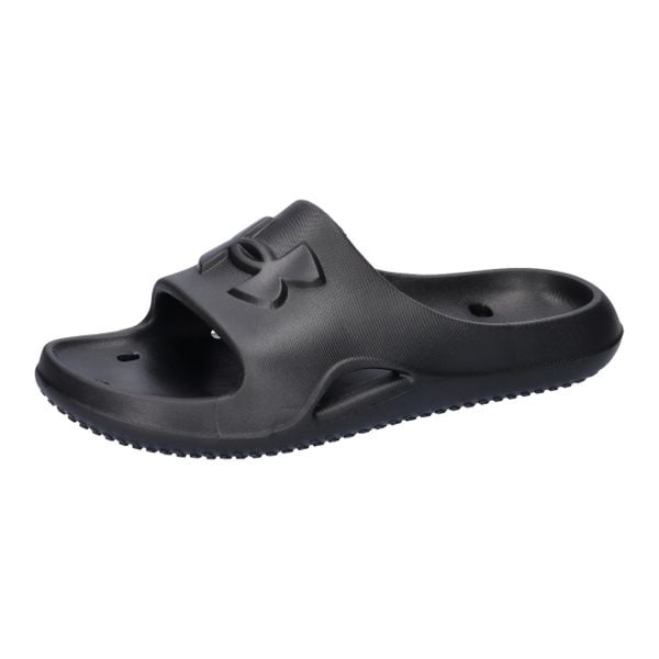 Klapki damskie Under Armour Locker V. Czarne klapki damskie Under Armour, bez wzorów, z materiału, bez obcasa, bez zapięcia. Za 122.25 zł.