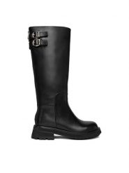 Badura Kozaki EO-ARIANA-283-313-1 Czarny. Czarne kozaki damskie Badura, bez wzorów, ze skóry, bez obcasa, na płaskiej podeszwie, bez zapięcia. Za 479.99 zł.