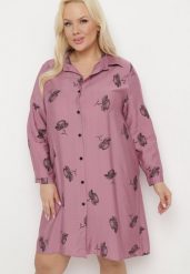 Ciemnoróżowa Koszulowa Sukienka z Guzikami i Regulowanymi Rękawami Xatella. Czerwone sukienki damskie Born2be, plus size, bez wzorów, bez kołnierzyka, plus size, bez ramiączek, midi, dopasowane. Za 59.99 zł.