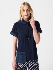 Joseph Ribkoff Bluzka 241078 Granatowy Regular Fit. Niebieskie bluzki damskie Joseph Ribkoff, bez wzorów, z syntetyku, bez kołnierzyka, bez ramiączek. Za 709.99 zł.