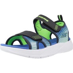 Sandały SKECHERS MICROSPEC-SPLASH Niebieski. Czarne sandały damskie Skechers, bez wzorów, z materiału, bez obcasa, bez zapięcia. Za 157.99 zł.