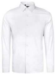 Elegancka Koszula Męska - VICTORIO - Slim - Biała. Białe koszule męskie Victorio, m, bez wzorów, z bawełny, eleganckie, bez kołnierzyka, bez ramiączek. Za 199.00 zł.