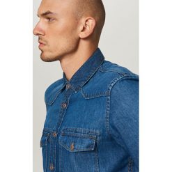 Jeansowa koszula - Niebieski. Niebieskie koszule damskie Reserved, l, bez wzorów, z jeansu, bez kołnierzyka, bez ramiączek. Za 149.99 zł.