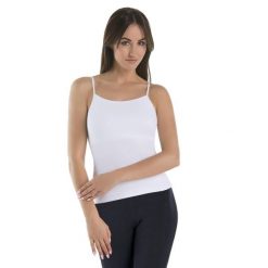 Koszulka na ramiączkach biustonosz Teyli Cami-plus. Białe bluzki damskie Teyli, xl, bez wzorów, z bawełny, sportowe, bez kołnierzyka, bez ramiączek. Za 99.99 zł.