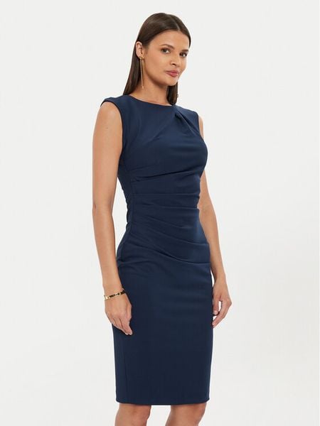 Rinascimento Sukienka koktajlowa CFC0119757003 Granatowy Regular Fit. Niebieskie sukienki damskie Rinascimento, xs, bez wzorów, z syntetyku, wizytowe, bez kołnierzyka, bez ramiączek. Za 339.99 zł.