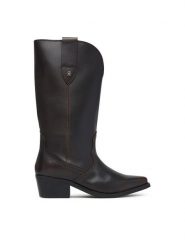 Tommy Hilfiger Kozaki Leather Mid Calf Western Boot FW0FW09798 Brązowy ciemny. Brązowe kozaki damskie Tommy Hilfiger, bez wzorów, ze skóry, bez obcasa, na słupku, bez zapięcia. Za 1,299.00 zł.