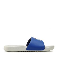 Klapki Under Armour. Niebieskie klapki męskie Under Armour, bez wzorów, bez zapięcia. Za 169.99 zł.