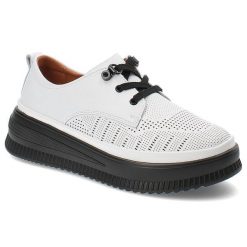 Białe Półbuty Artiker Modne Obuwie Damskie. Białe półbuty damskie Artiker, bez wzorów, z materiału, eleganckie, bez obcasa, na koturnie, bez zapięcia. Za 186.99 zł.