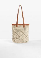 Torba makramowa shopper. Brązowe shopperki damskie bonprix, bez wzorów, bez dodatków. Za 134.99 zł.
