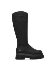 REPLAY Kozaki GWL72.000.C0025S Czarny. Czarne kozaki damskie Replay, bez wzorów, ze skóry, bez obcasa, na płaskiej podeszwie, bez zapięcia. Za 709.99 zł.