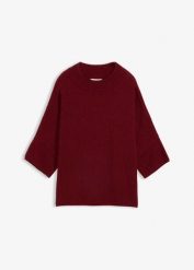 Sweter o pudełkowym kroju z mieszanki wiskozy. Czerwone swetry nierozpinane damskie bonprix, bez wzorów, z wiskozy, bez kołnierzyka, bez ramiączek. Za 97.99 zł.
