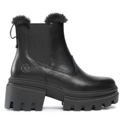Botki Timberland. Czarne botki damskie Timberland, bez wzorów, bez obcasa, na słupku, bez zapięcia. Za 929.99 zł.