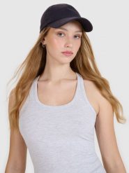 4F Top slim gładki damski - szary M. Szare topy damskie 4F, m, bez wzorów, z bawełny, klasyczne, bez kołnierzyka, bez ramiączek. Za 39.99 zł.