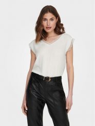 ONLY Bluzka Jasmina 15252241 Biały Regular Fit. Białe bluzki damskie ONLY, l, bez wzorów, z wiskozy, bez kołnierzyka, bez ramiączek. Za 99.99 zł.