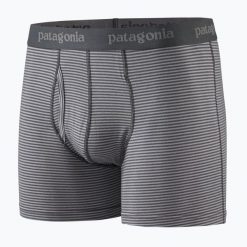 Bokserki męskie Patagonia Essential Boxer Briefs 3". Szare bokserki męskie Patagonia, bez wzorów. Za 129.99 zł.