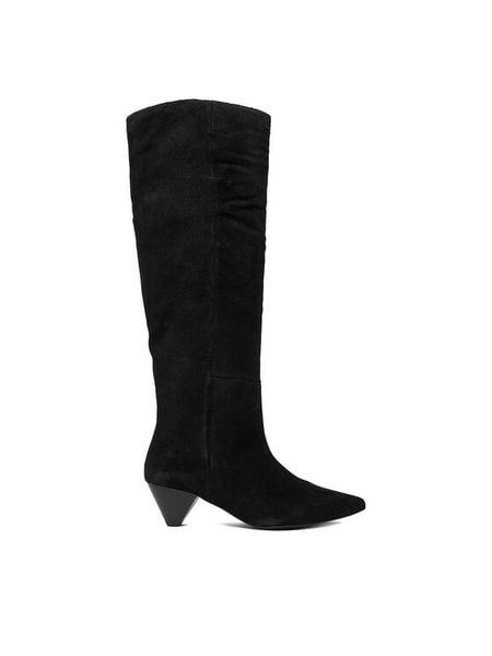 Badura Kozaki EO-APRIL-123433 Czarny. Czarne kozaki damskie Badura, bez wzorów, ze skóry, bez obcasa, na słupku, bez zapięcia. Za 649.99 zł.